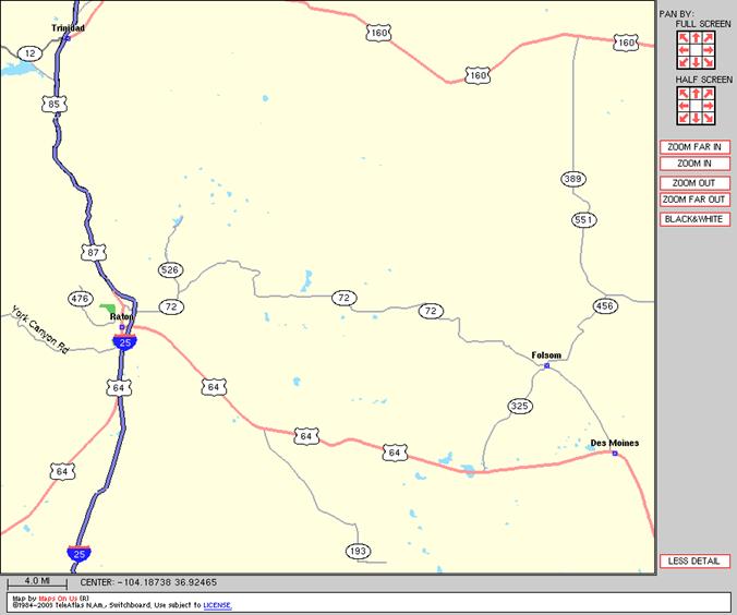 Map of Folsom, NM Area